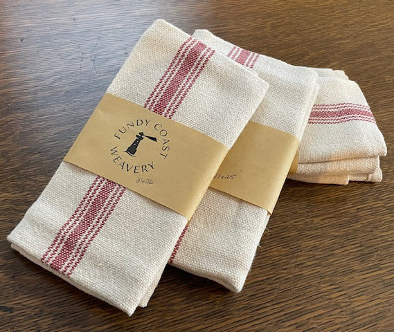 Tea Towel Cream with Red stripe